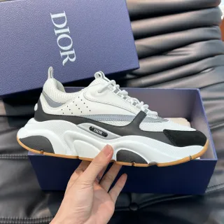 Dior B23 أبيض أسود رمادي حذاء رياضي سميك