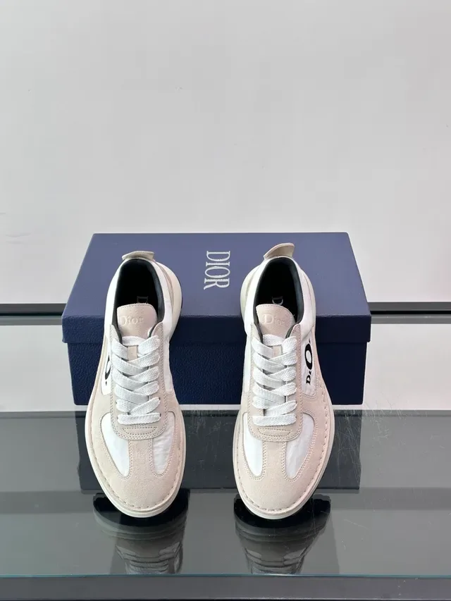Dior B27 Beige and White Suede Textile Chunky Sneakers 4