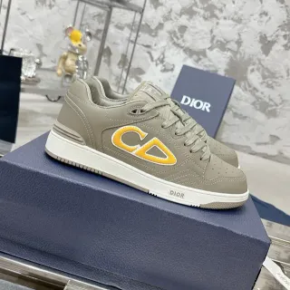 Dior B27 Gray and Yellow Monogram Lifestyle Sneakers