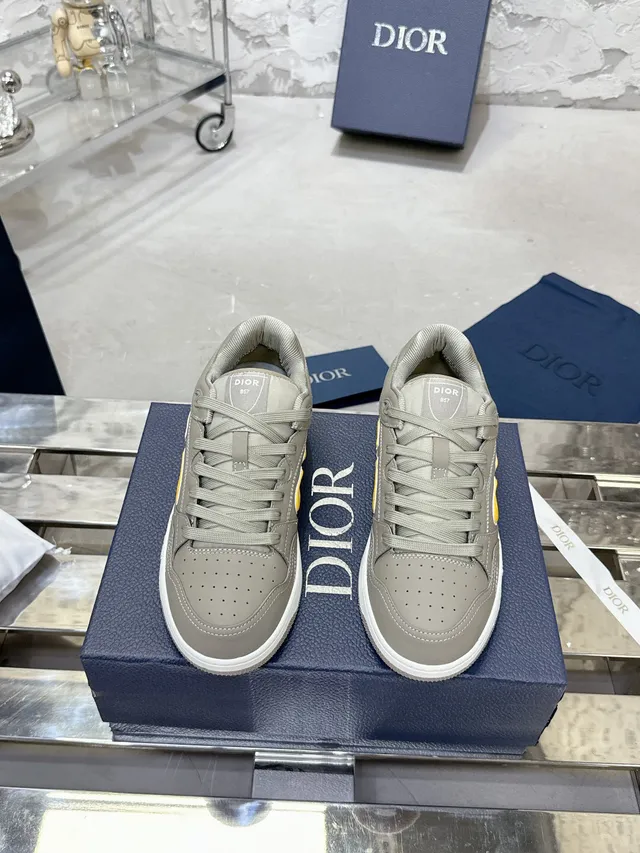 Dior B27 Gray and Yellow Monogram Lifestyle Sneakers 2