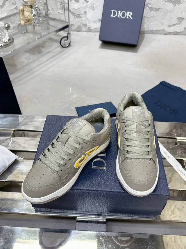 Dior B27 Gray and Yellow Monogram Lifestyle Sneakers 3