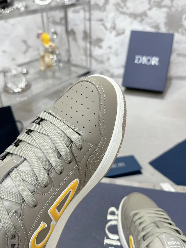 Dior B27 Gray and Yellow Monogram Lifestyle Sneakers 5