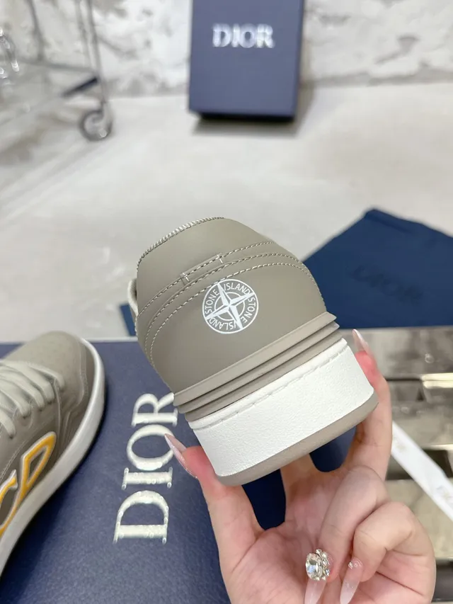 Dior B27 Gray and Yellow Monogram Lifestyle Sneakers 7