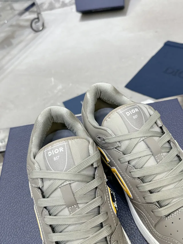 Dior B27 Gray and Yellow Monogram Lifestyle Sneakers 9