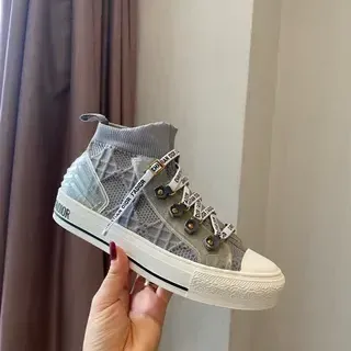 Dior B27 Gray Mesh High-Top Lifestyle Sneakers