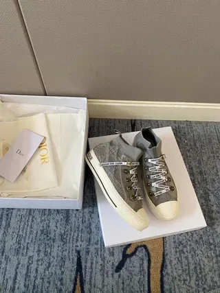 Dior B27 Gray Mesh High-Top Lifestyle Sneakers 3