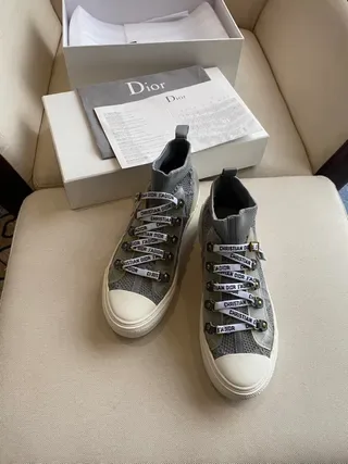 Dior B27 Gray Mesh High-Top Lifestyle Sneakers 5