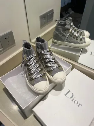 Dior B27 Gray Mesh High-Top Lifestyle Sneakers 6
