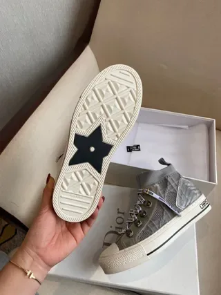 Dior B27 Gray Mesh High-Top Lifestyle Sneakers 8