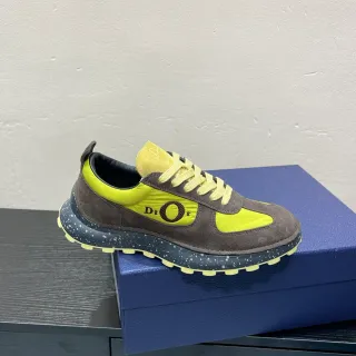 Dior B27 Lime Yellow and Gray Lifestyle Sneakers