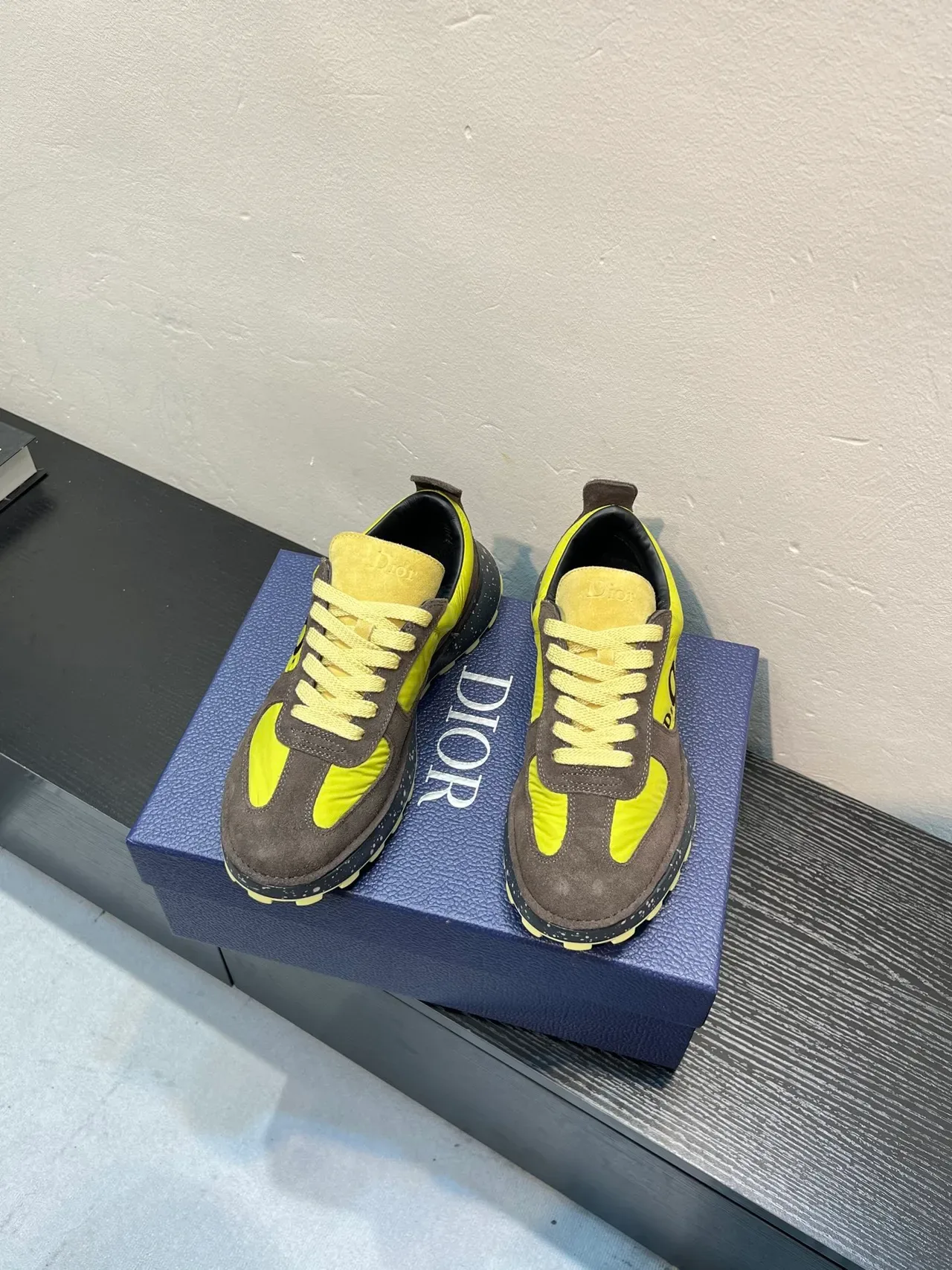 Dior B27 Lime Yellow and Gray Lifestyle Sneakers 2