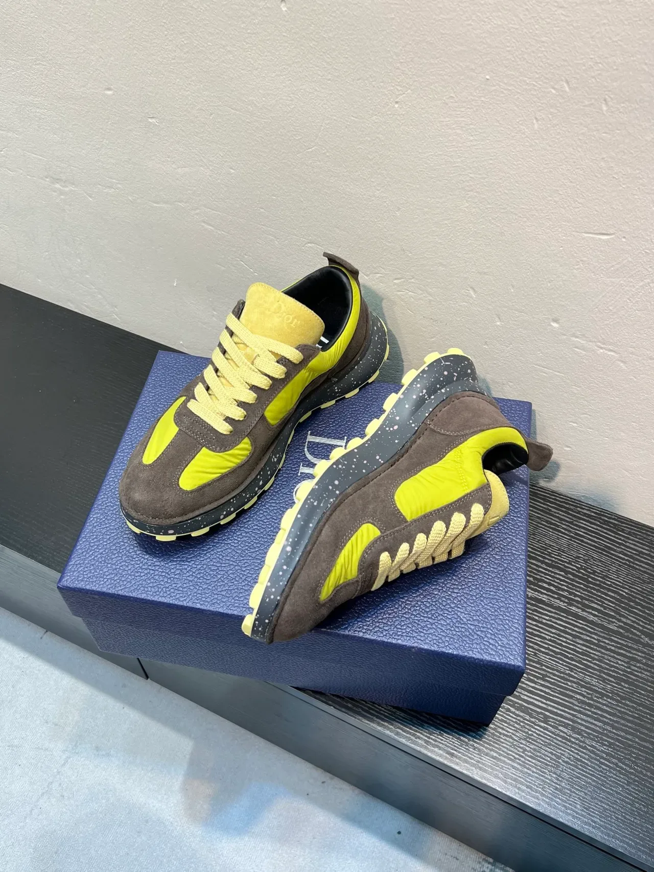 Dior B27 Lime Yellow and Gray Lifestyle Sneakers 4