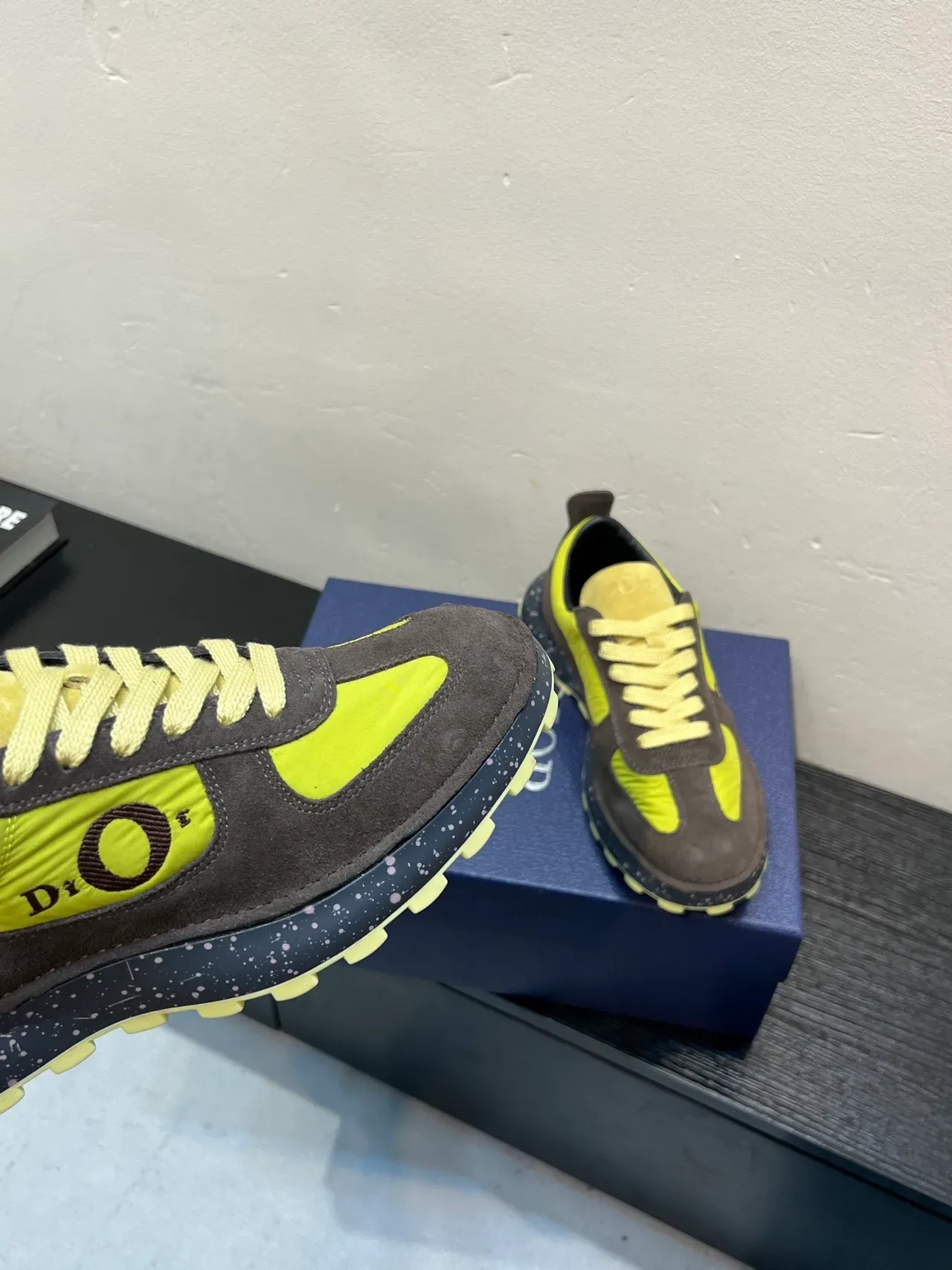 Dior B27 Lime Yellow and Gray Lifestyle Sneakers 8