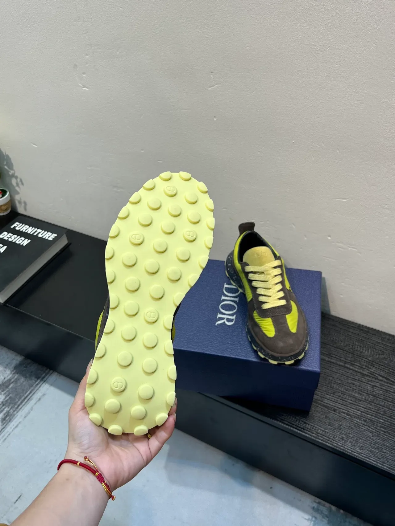 Dior B27 Lime Yellow and Gray Lifestyle Sneakers 9