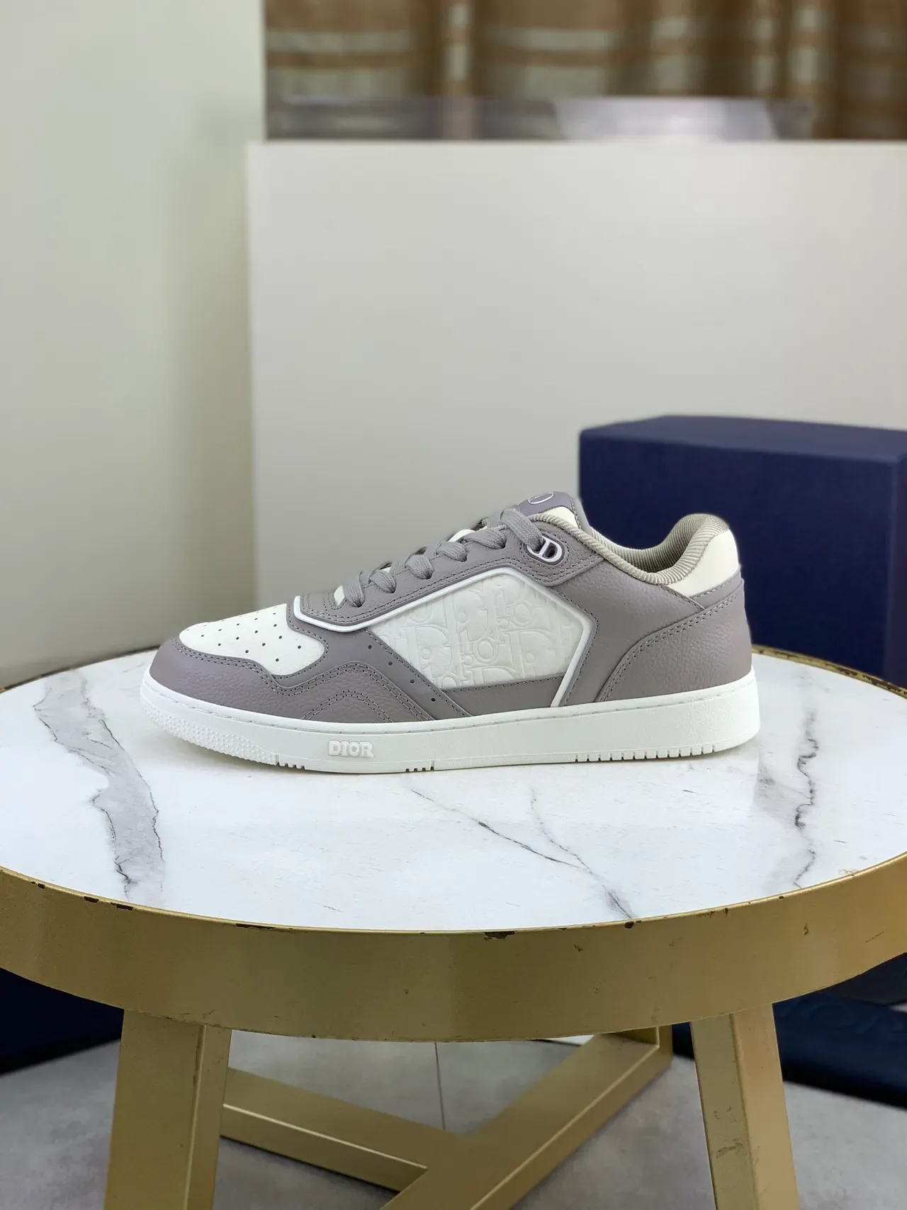 Dior B27 Monogram-Embossed Gray and White Lifestyle Sneakers 5