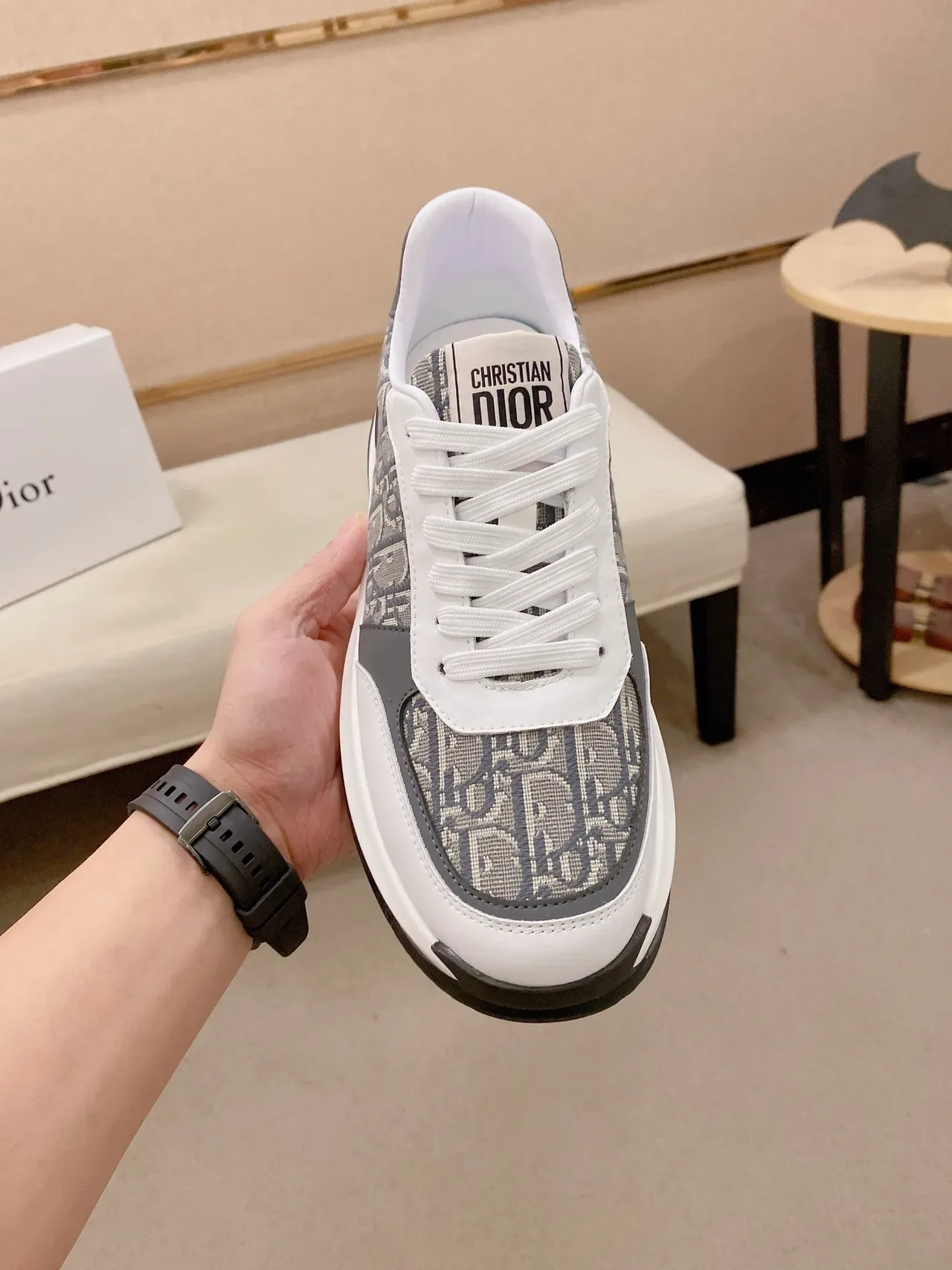 Dior B27 Monogram White Gray Black Lifestyle Sneakers 2
