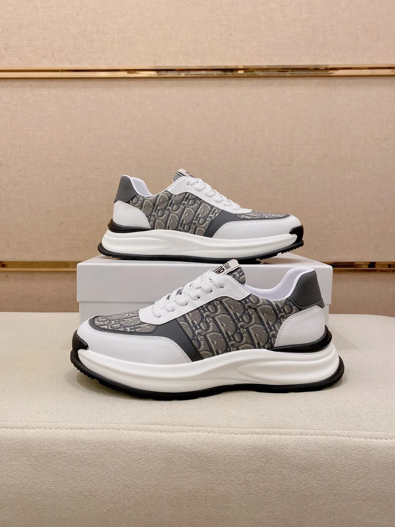 Dior B27 Monogram White Gray Black Lifestyle Sneakers 7