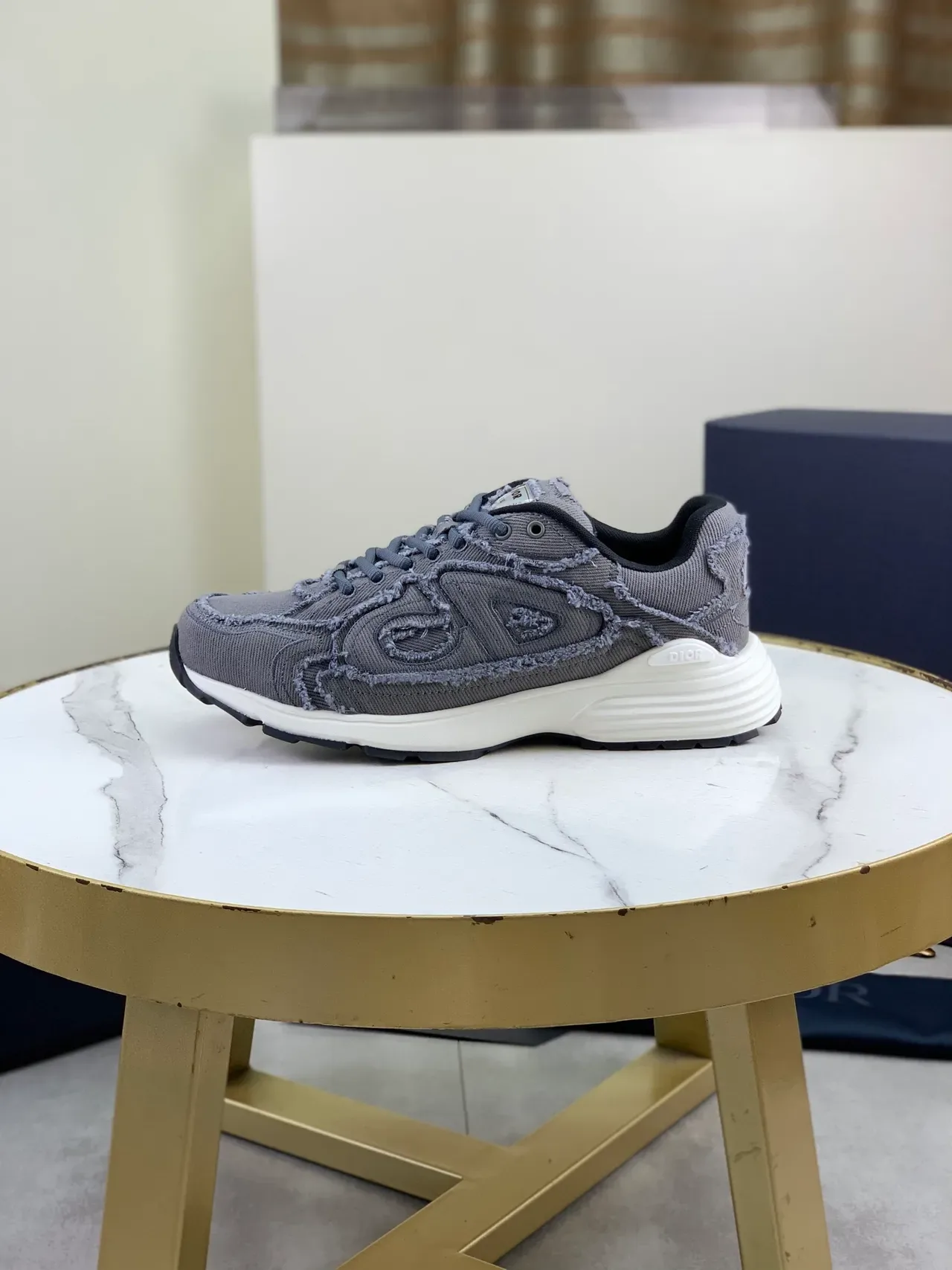 Dior B30 Gray Frayed-Edge Textile Lifestyle Sneakers 6