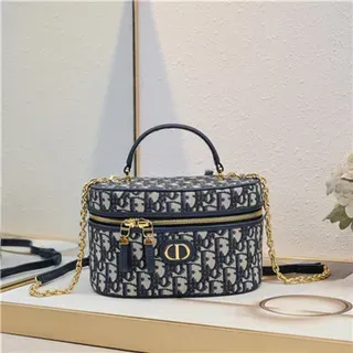 Dior Estuche de Belleza Navy Oblique Monogram Boston Bag