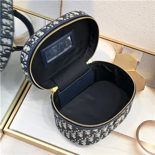 Dior حقيبة التجميل Navy Oblique Monogram Boston Bag 2