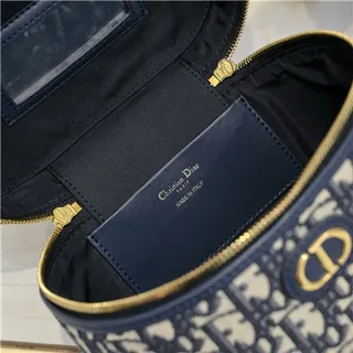 Dior حقيبة التجميل Navy Oblique Monogram Boston Bag 3