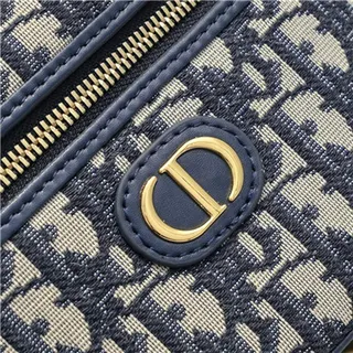 Dior حقيبة التجميل Navy Oblique Monogram Boston Bag 5