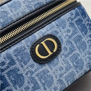 Dior حقيبة التجميل Navy Oblique Monogram Boston Bag 14