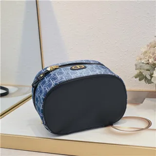 Dior حقيبة التجميل Navy Oblique Monogram Boston Bag 15