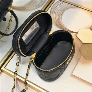 Dior حقيبة التجميل Navy Oblique Monogram Boston Bag 20
