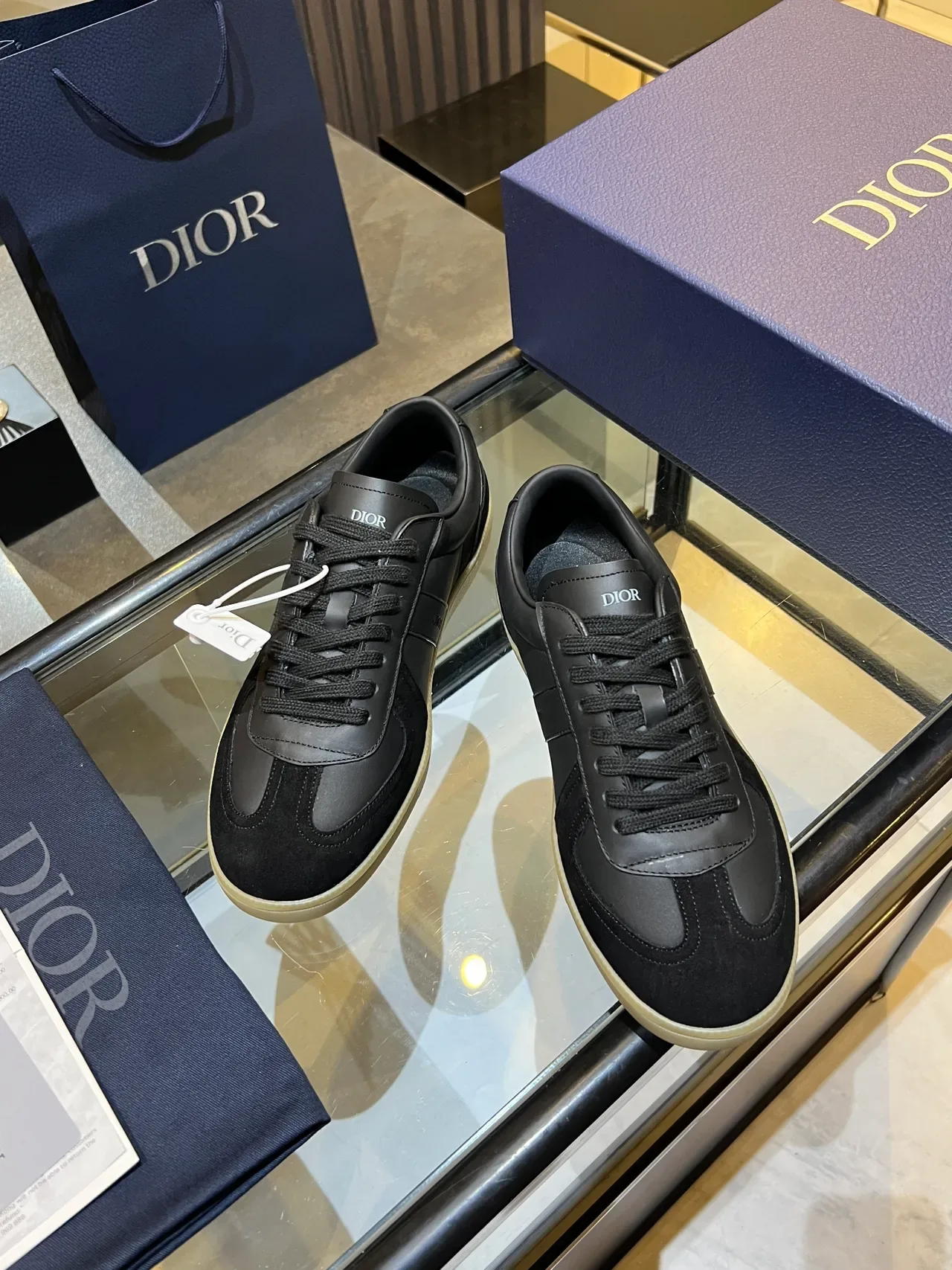 Dior Black Beige Panelled Upper Suede And Leather Mix Lifestyle Sneakers 2