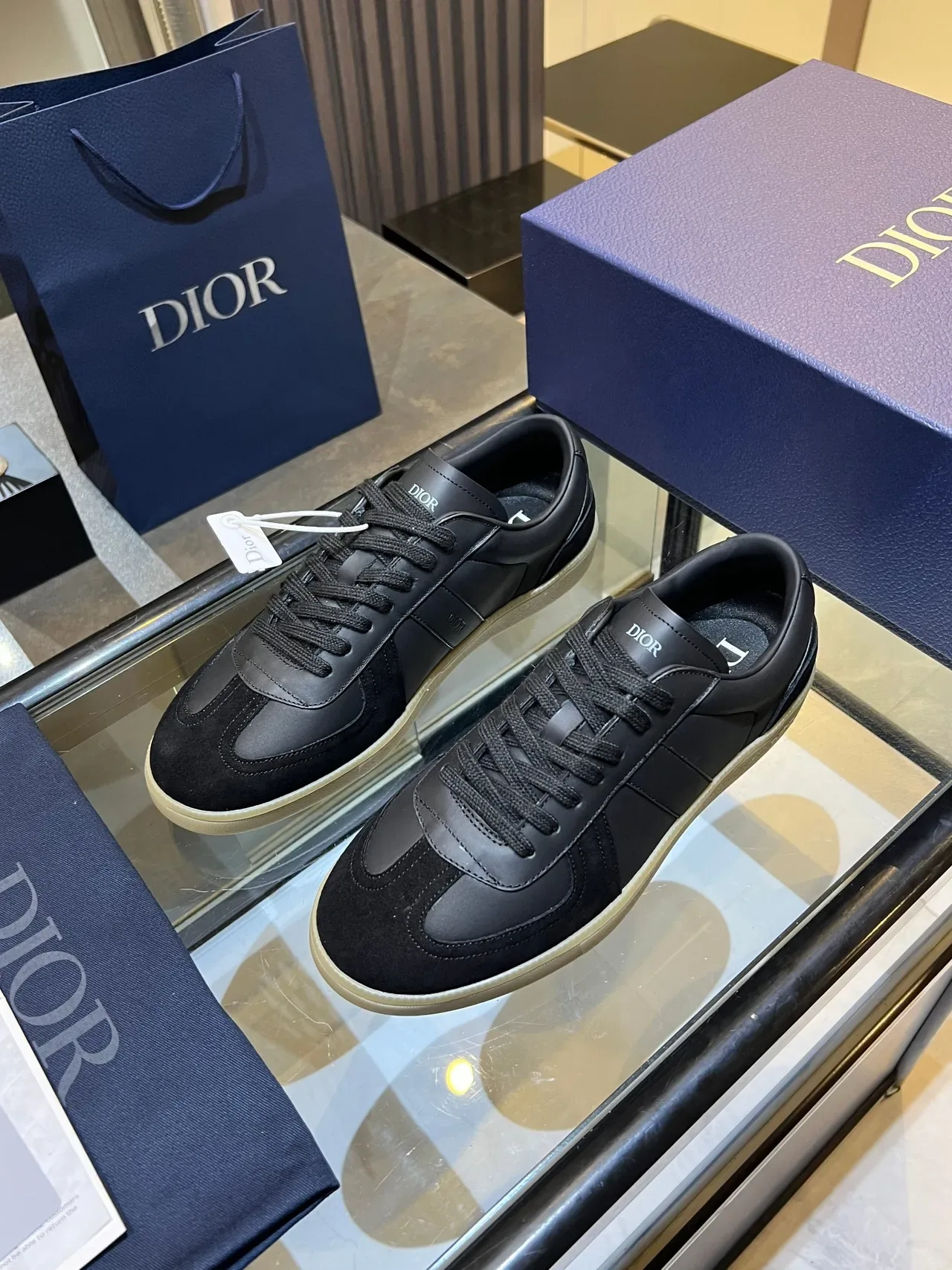 Dior Black Beige Panelled Upper Suede And Leather Mix Lifestyle Sneakers 3