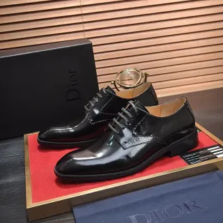 Dior Black Brown Glossy Patent Leather Cap-Toe Oxford Shoes