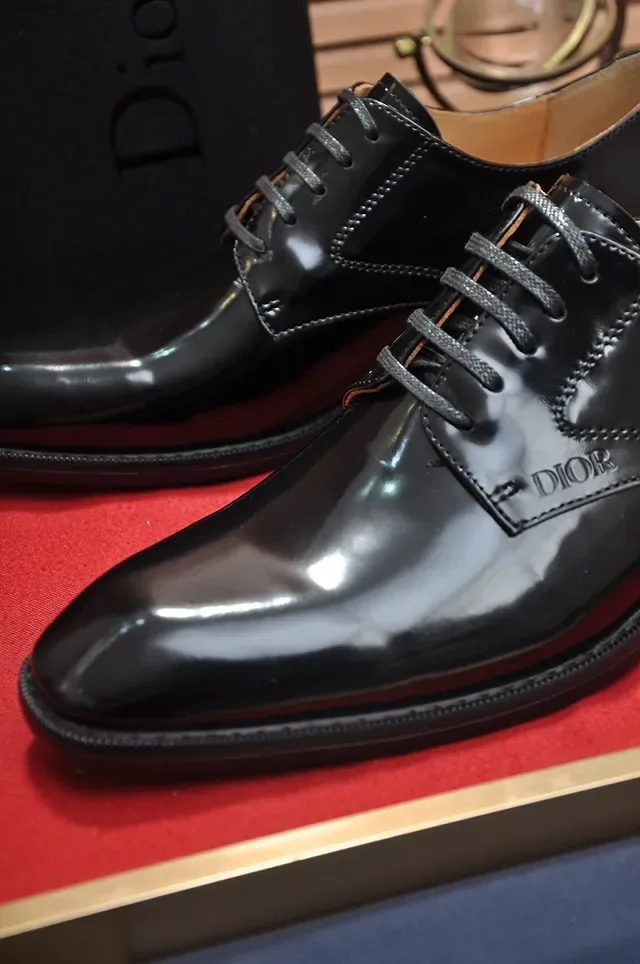 Dior Black Brown Glossy Patent Leather Cap-Toe Oxford Shoes 2