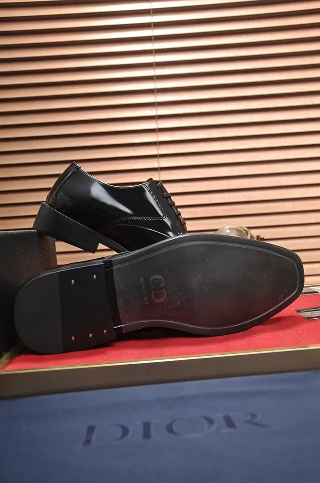 Dior Black Brown Glossy Patent Leather Cap-Toe Oxford Shoes 3