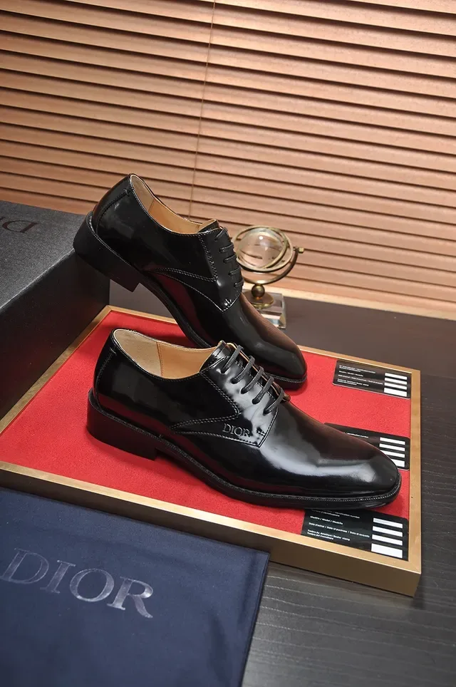 Dior Black Brown Glossy Patent Leather Cap-Toe Oxford Shoes 4