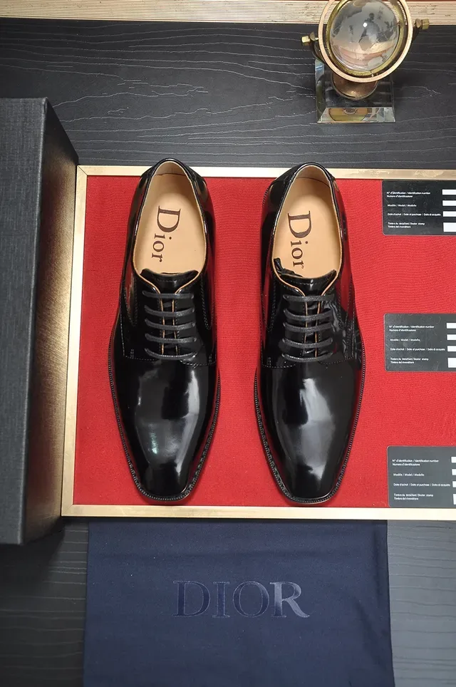 Dior Black Brown Glossy Patent Leather Cap-Toe Oxford Shoes 5