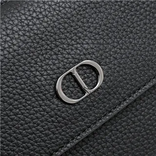 Dior Bolsa Mensageiro de Couro Granulado Preto com Fechamento de Tampa 7