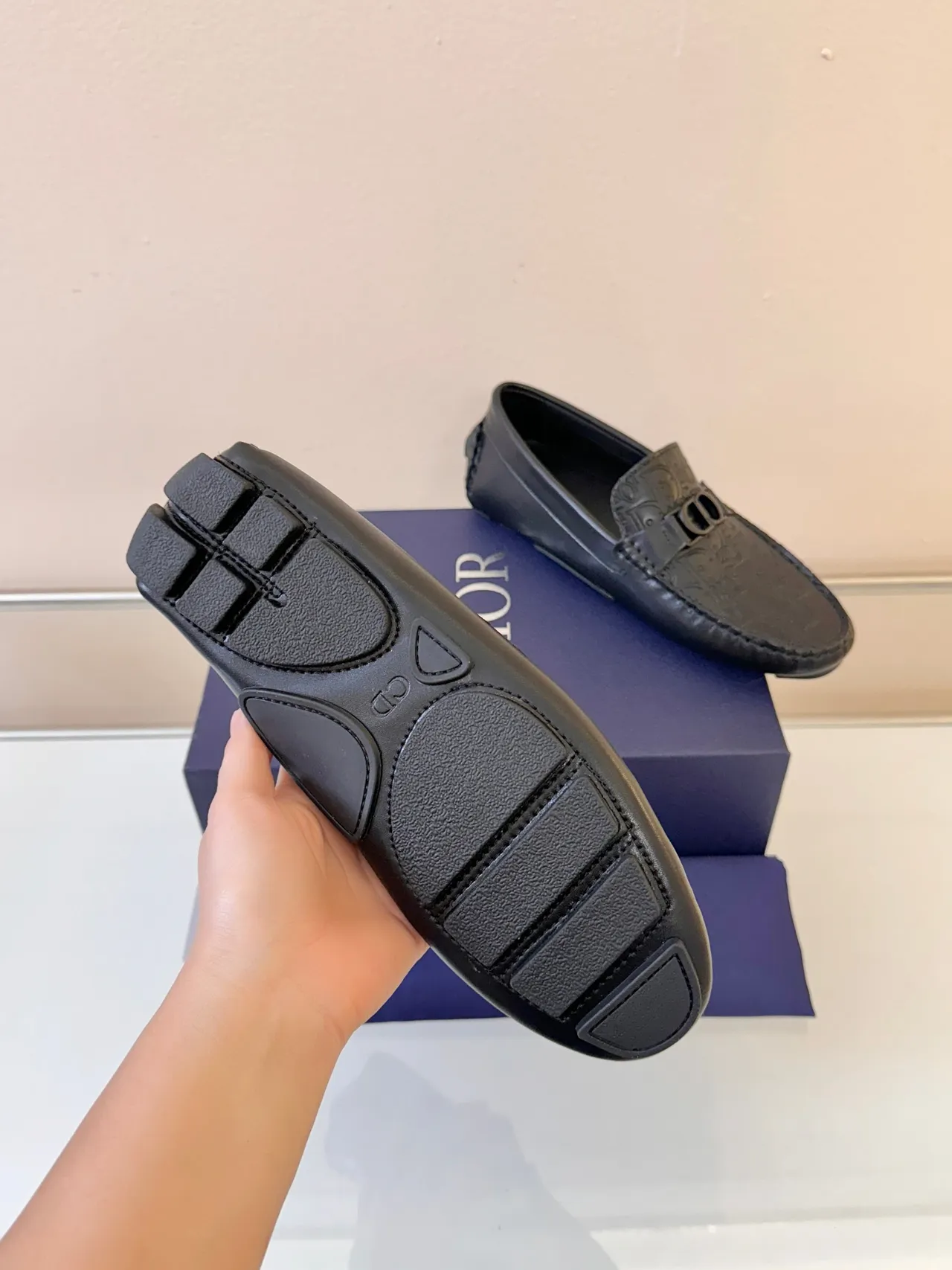 Dior Black Gray Monogram-Embossed Leather Horsebit Buckle Loafer 5