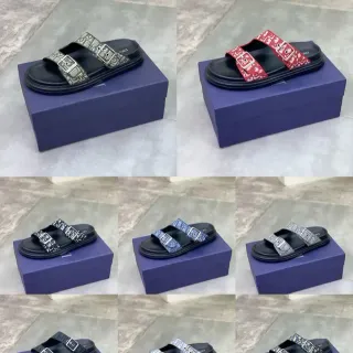 Dior Black Multicolor Double-Strap Buckle-Fastened Slippers