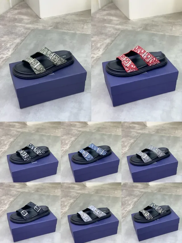 Dior Black Multicolor Double-Strap Buckle-Fastened Slippers 1