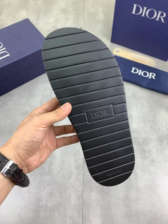 Dior Black Multicolor Double-Strap Buckle-Fastened Slippers 2