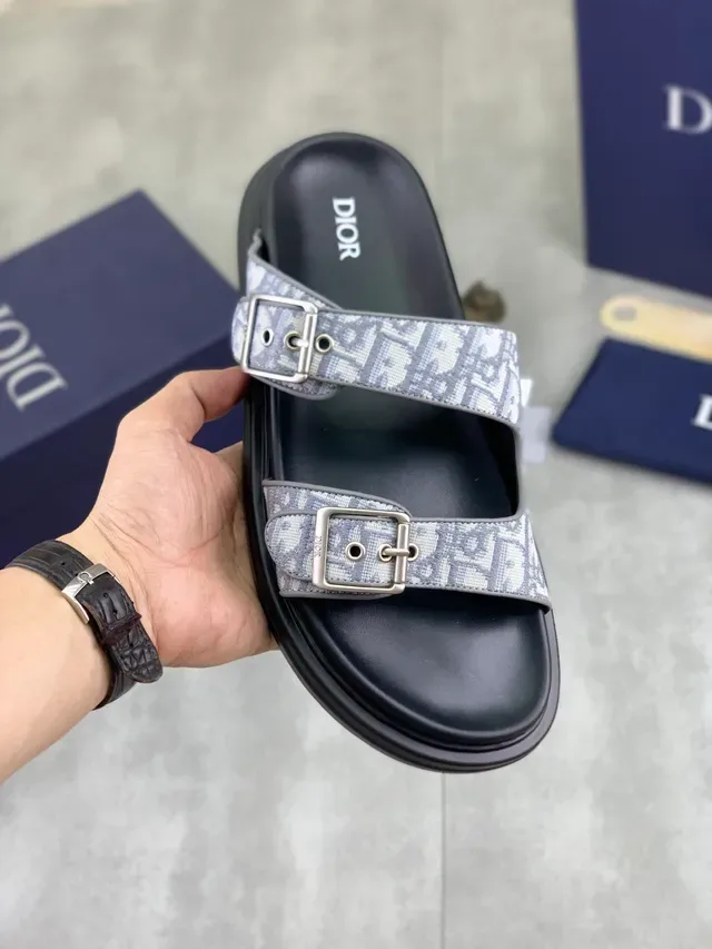 Dior Black Multicolor Double-Strap Buckle-Fastened Slippers 12