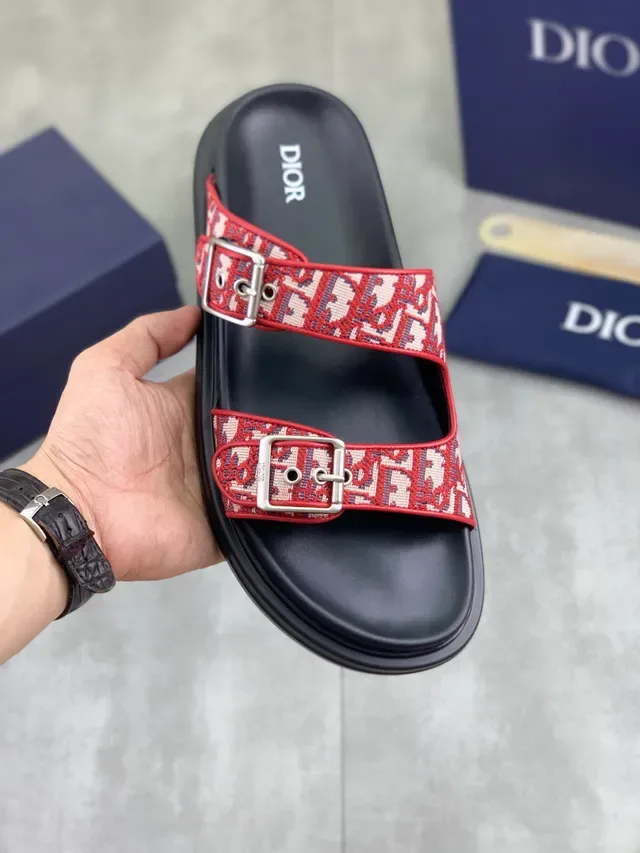 Dior Black Multicolor Double-Strap Buckle-Fastened Slippers 17