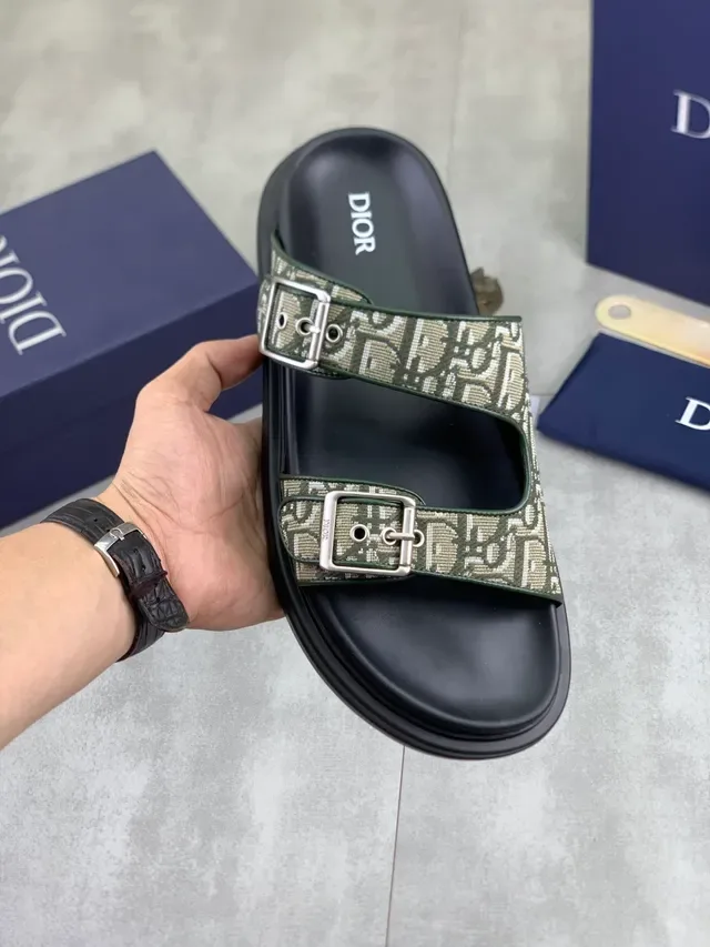 Dior Black Multicolor Double-Strap Buckle-Fastened Slippers 18