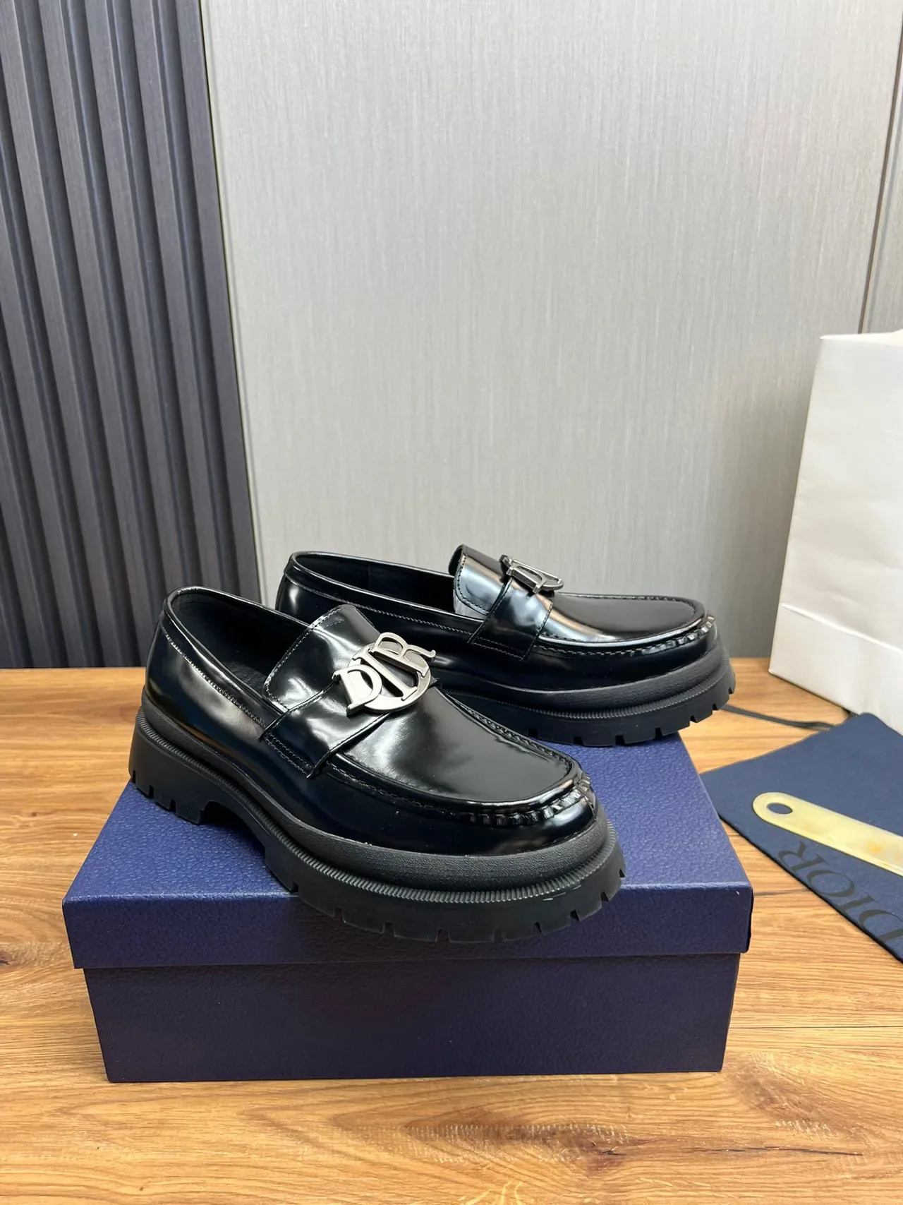 Dior Black Patent Leather Chunky Lug Sole Loafer 3