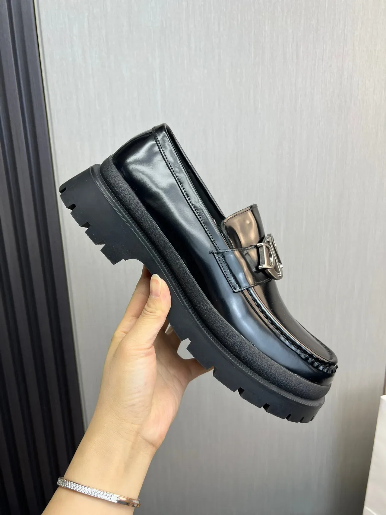 Dior Black Patent Leather Chunky Lug Sole Loafer 4