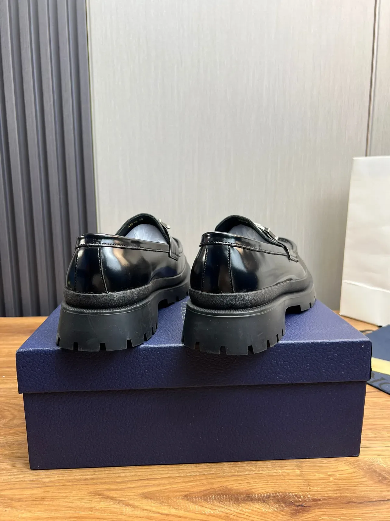 Dior Black Patent Leather Chunky Lug Sole Loafer 6