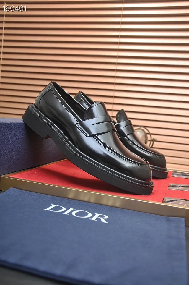 Dior Black Penny Strap Loafers 8
