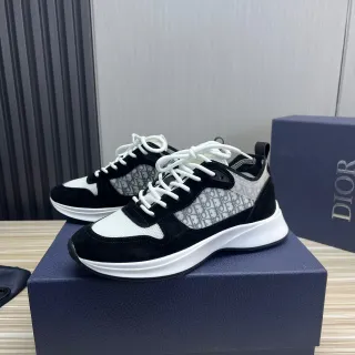 Dior Black White Chunky Platform Sole Monogrammed Mesh Side Panel Lifestyle Sneakers