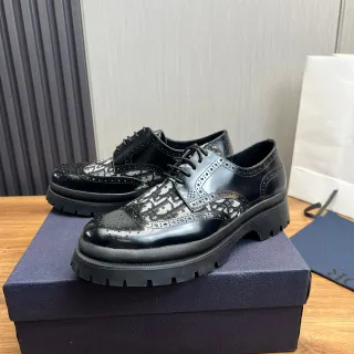 Dior Black White Monogrammed Chunky Lug Sole Brogue
